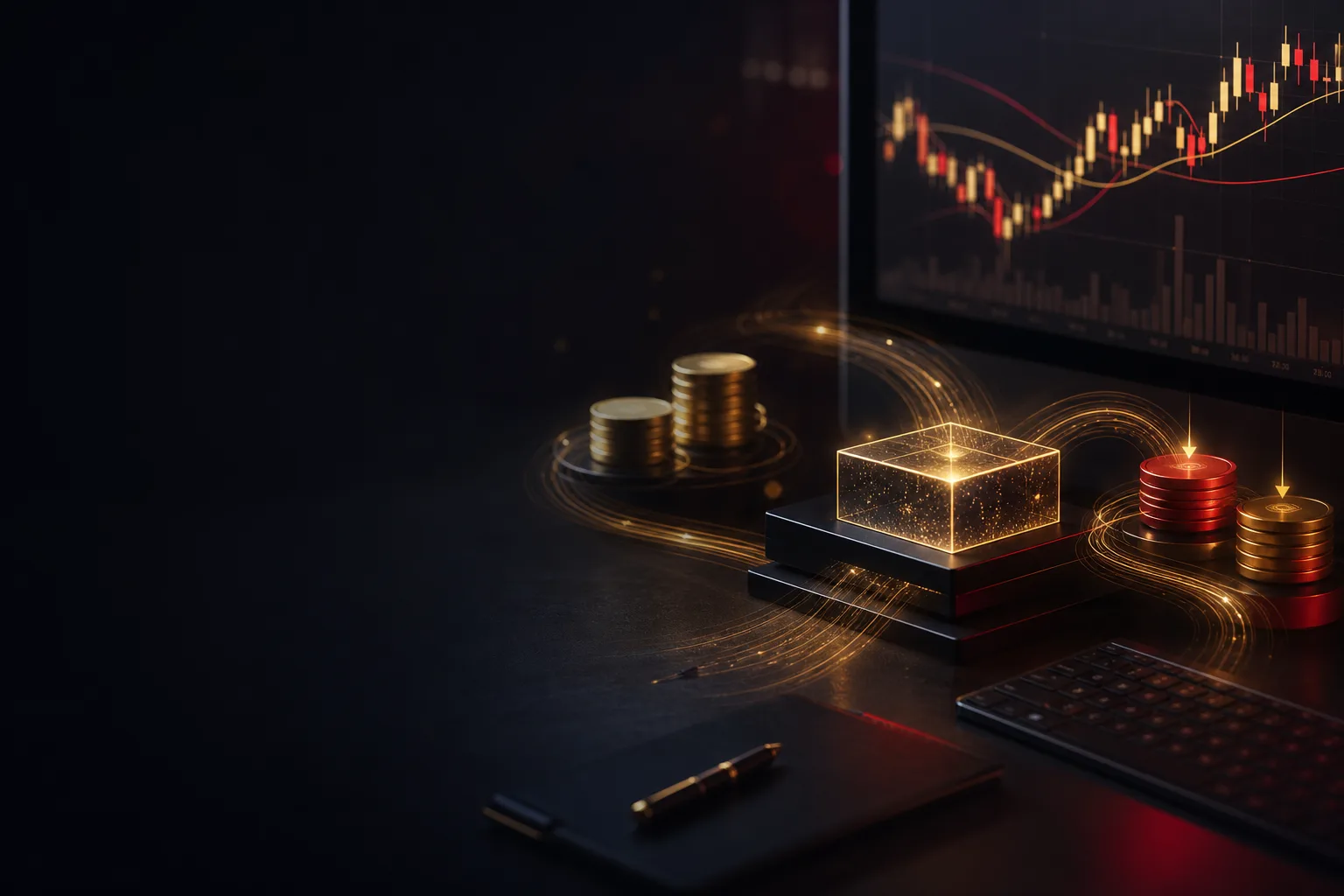 Generated forex rebate net profit cover with cashback flow and trading visuals